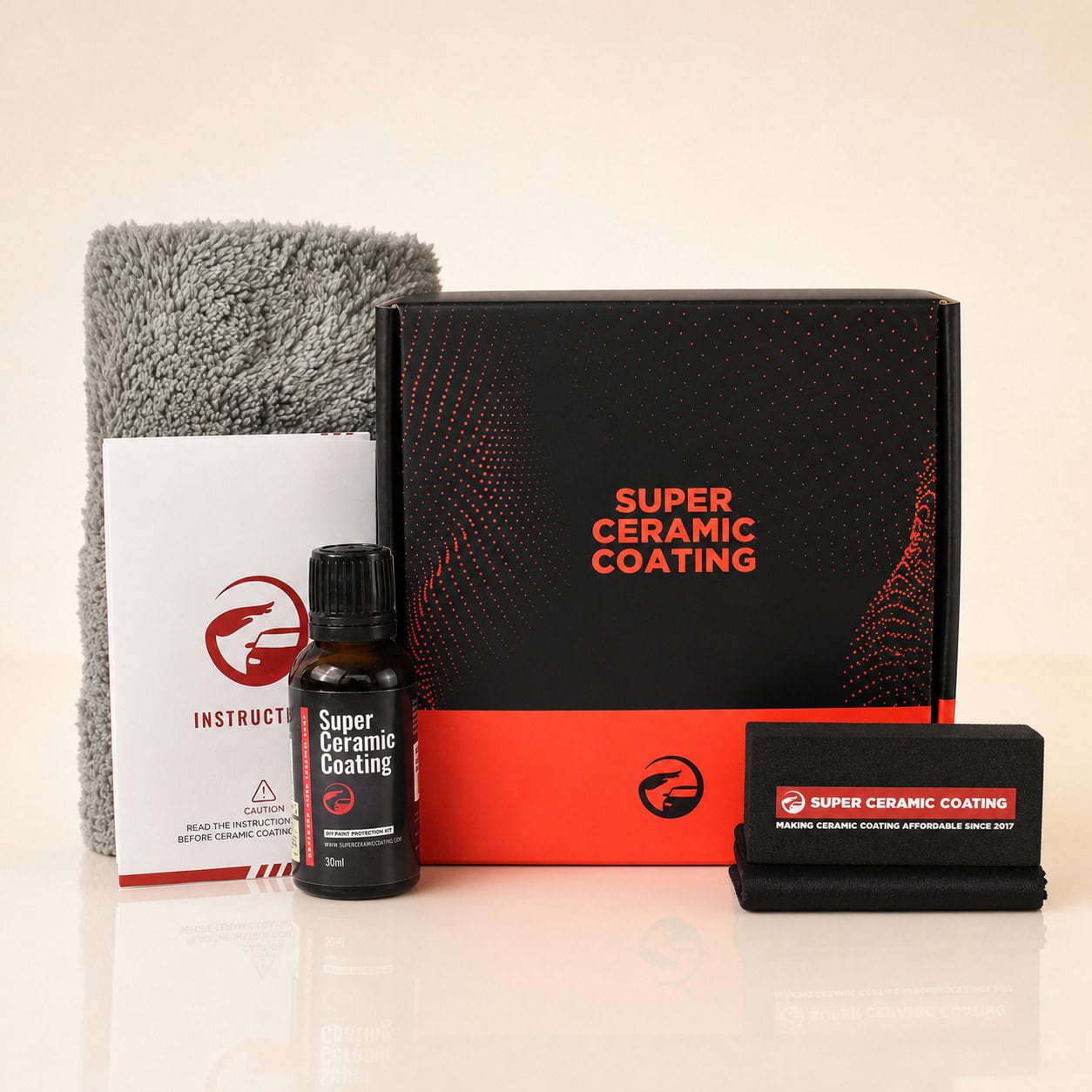 Super Ceramic Coating DIY Kit on a warm studio surface