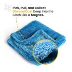 Microfiber cleaning cloth with magnetic dust removal feature, ideal for car ceramic coating maintenance and dirt removal.